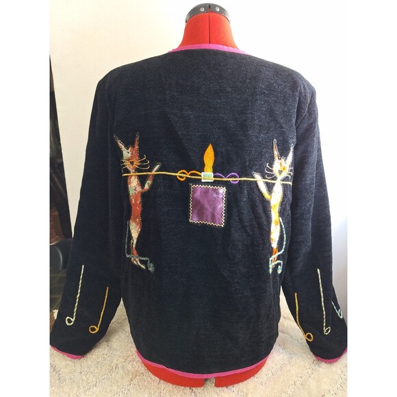 PURRIN ISLAND SPORTSWEAR Funny Cat Theme Blazer Jacket Women's XL Novelty Cat's - Picture 2 of 16